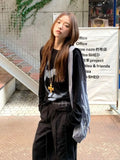 Vevesc Spring Autumn Harajuku O Neck Long Sleeve Base Shirts Streetwear Punk Print Office Lady Women Clothes Y2k Temperament Tops