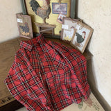 Vevesc Vintage Plaid Shirts Women Streetwear Harajuku Oversized Blouses S-3Xl Korean Long Sleeve Basic Casual All Match Tops New