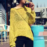Vevesc  Hollow Out Thin Sweaters Women Tops Solid Korean Fashion Loose Pull Femme Spring Autumn Casual Simple Sueter Mujer