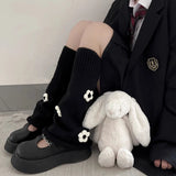 Vevesc 90s Japanese Harajuku Knit Leg Warmers Women Lolita Star Bone Knit JK Pile Socks Leg Socks Y2K Clothes Christmas Warm Boot Cover