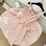 Vevesc  Y2K Sweet Mini Dress for Women Korean Bow Sleeveless Princess Birthday Party Short Dresses Summer Slim A-line Vestidos Clothes