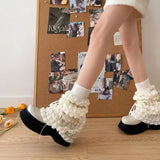 Vevesc Y2K Punk Gothic Crochet Socks Boot Cuffs 2000s Puff JK Lolita Leg Warmer Women's Autumn Winter Knitted Foot Cover Long Socks