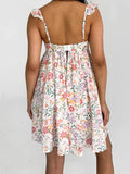 Vevesc  Women V-Neck Maxi Dress Sleeveless Ruffle Floral Print Boho Beach Dress Summer Casual Long Dress with Pockets