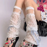 Vevesc  Thin Lace Bubble Hollow Out Strap Lolita Long Socks for Women Japanese Sweet Calf Leg Covers Lolita JK Girl Pile Socks