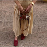 Vevesc  Elegant Patchwork Long Dress Women O-neck Sleeveless Pleated Female Dresses 2025 Summer Holiday Solid A-line Lady Loose Robe
