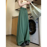 Vevesc  Straight Leg Slim Long Green Jeans Women Denim Pant Plus Size  boyfriend casual mom pants vintage y2k fairycore 00s grunge
