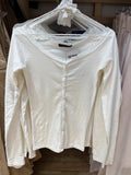 Vevesc  White Lace Trim Long Sleeve T-shirt Woman Spring Scoop Neck Single Breasted Cotton Tee Tops Sweet Cute Preppy Style Tshirt Y2k