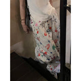 Vevesc Y2K Cargo Pants Women Print Oversized Joggers Sweatpants Streetwear Harajuku High Waist Baggy Casual Wide Leg Trousers New