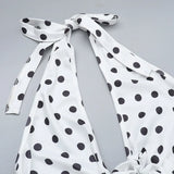 Vevesc  Polka Dot Floral Long Dress Women Fashion Sleeveless Neck Slit Spring Party Evening Dress Female High Waist Dress 2025