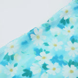 Vevesc  Side Mesh Patchwork Floral Print Mermaid Skirt Holiday Cute Ruched Long Skirts Korean Style Outfits Sweet Bottoms Y2K