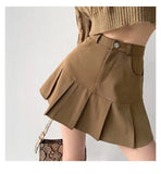 Vevesc Style Simple High Waist A-line Pleated Skirts Korean All Match Popular Harajuku Punk Girl Bottom Y2k Aesthetic Skirt