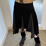 Vevesc Harajuku Women Irregular Skirts Patchwork Grunge Streetwear Drawstring Vintage Skirt Summer Trendy Mujer Faldas Y2k Aesthetic