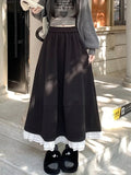 Vevesc Women's Grey Long Skirt Y2k Vintage Japanese Harajuku High Waist Pleated Skirt Goth Black A-Line Mini Skirt Clothes