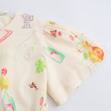 Vevesc  women's new fashion, leisure, slim and versatile sweet backless printed short-sleeved dress.
