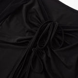 Vevesc  Slash Neck Lace-Up Shirts For Women Sexy Mesh Y2k Top Fashion Drop Sleeves Aesthetic Clothes Solid Casual Long Sleeve T Shirts
