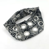 Vevesc  Punk Girl Hollowed Out Eyelets Wide Elastic Headband Stretchy Metal Rock Steampunk for Sports Headbands Hair Accessories