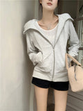 Vevesc  Oversize Sweatshirts Women Hooded Chic Loose All Match Autumn High Street Casual Office Lady Slim Chic Fashion