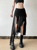 Vevesc  Sexy Irregular Y2K Skirts Women Vintage American High Waist Slim Slit Long Skirt Casual Lady Streetwear Retro Summer Skirts