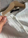 Vevesc  White Striped Slim Long Sleeve T-Shirt Woman Autumn O-neck Single Breasted Thin Tees Solid Simple Sweet Skinny Cotton Tshirt Y2k