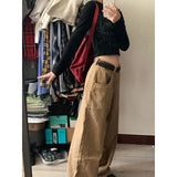 Vevesc Y2K 2000S Cargo Jeans Women Vintage Oversized Denim Wide Leg Pants Japanese Harajuku High Waist Baggy Straight Trousers