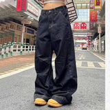 Vevesc Vintage Wide Leg Jeans Women Y2K Autumn High Waist Streetwear Loose Denim Pants 4Xl Oversized Hip Hop Korean Straight Trousers