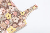 Vevesc  Sequins Mini Dress Women Flower Print Colorful Patchwork Skinny Backless Sleeveless Vacation Trend Elegant Sweet Outfits