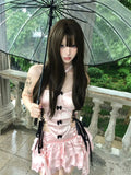 Vevesc American Fashion Bow Lace Up Strapless Tops Wome+ Y2k E-Girl High Waist Ruched Cake Skirts 2024 Summer New Two Piece Sets