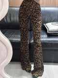 Vevesc Vintage Leopard Pants Women Skinny Flared Leggings Trousers High Waist Female Streetwear Sexy Casual Summer 2024 New