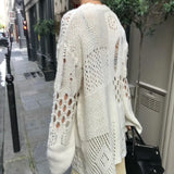Vevesc  Y2k Holes Women Sweaters Autumn Winter Hollow Out Vintage Pullovers Korean Fashion Streetwear Loose Pull Femme