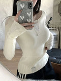 Vevesc Korean Vinateg Hollow Out V Neck Design Sweaters Y2k Aesthetic Punk Clothes Punk Solid Streetwear American Women Casual Jumpers