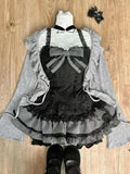 Vevesc Sweet Lolita Lace Up Ruffles Cardigan Sexy Slim Fit Temperament Vest Tops Sweet Tiered Ruched Skirts  Autumn Three Piece Sets