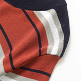 Vevesc  new women's clothing casual elegant design sense European and American style retro striped knitted short sleeved shirt