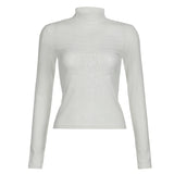 Vevesc Y2k Vintage See-through Mesh Tops White Long Sleeve Floral Graphic Tshirt Coquette Spring Clothes Women