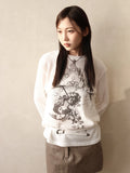 Vevesc Y2k Aesthetic Vintage Angell Printing Loose Sweaters Casual Grunge Harajuku Women Pullovers Autumn Streetwear Cute Jumpers