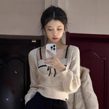 Vevesc Korean Luxury Temperament Two Piece Sets Design Women Clothes Spliced Bow Appliques Tank Tops Y2k Aesthetic Long U Neck Tops