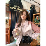 Vevesc Y2K Cropped Pu Leather Jackets Women Streetwear Oversized Patchwork Coat Harajuku Korean Motorcycle Short Outerwear Tops