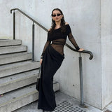 Vevesc  See Through Mesh Evening Dress For Women Aesthetic Clothes Hollow Out Vestido Feminino Off Shoulder One Piece Robe Femme Été