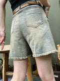 Vevesc Women's Blue Denim Shorts High Waist Wide Mini Cowboy Shorts Harajuku Y2k Vintage Korean Style Jeans Short Pants Clothes Summer