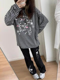 Vevesc Y2k Harajuku Style Cat Skull Print Black Trousers Mujer 2024 Autumn New Pants for Women High Waist Loose Wide Leg