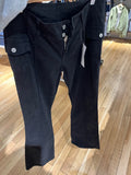 Vevesc  Vintage Solid Low Rise Flare Pants Autumn Casual Black Cotton Slim Pockets Jeans Women Y2k Streetwear Retro Denim Trousers Chic