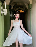 Vevesc  Summer Sweet Princess Mini Dress French Style Spaghetti Strap Sleeveless Fairy Birthday Party Dresses Female Short Vestidos New