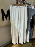 Vevesc  Eyelet Drawstring Straight Long Pants Women Autumn High Waist Cotton Trousers Solid Simple Vintage Sweet Home Pajama Pants Y2k