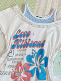 Vevesc Summer High Street Spliced Off The Shoulder Fake Two Piece Side Drawstring Design Punk Harajuku Clothes Y2k Japanese Shirts