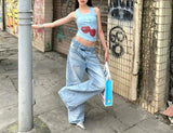 Vevesc  Cherry Graphic Print Crop Top Tank Women Summer Vest T Shirt e-girl harajuku fairycore 2000s y2k grunge aesthetic korean clothes