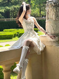 Vevesc  French Elegant Camisole Dresses Solid Color Sleeveless Bandage Ruffles Vestidos De Mujer Summer 2025 New Dress Women's Clothing