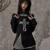 Vevesc Y2k Aesthetic American Spliced Lrregular Shirts Harajuku Striped Japanese Clothes Spring Autumn Side Zip Up Split Design Tops