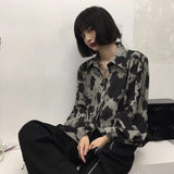 Vevesc Vintage Tie Dye Shirts Women Harajuku Leopard Print Oversize Blouses Streetwear Gothic Long Sleeve Pattern Cardigan Tops