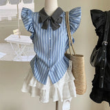 Vevesc Korean Preppy Style Slim Waist A-line Pleated Dresses Y2k Aesthetic Moda Vintage Office Lady Punk Clothes Sweet Bow and Belt Set