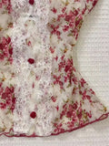 Vevesc  French Elegant Tanks Bow Halter V Neck Sleeveless Lace Flower Print Crop Top Summer New Sexy Y2k Female Slim Women Clothing 2025