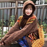 Vevesc Harajuku Cartoon Sweaters Women Vintage Y2k Streetwear Knitted Pullover Grunge Retro Long Sleeve Aesthetics Sweaters